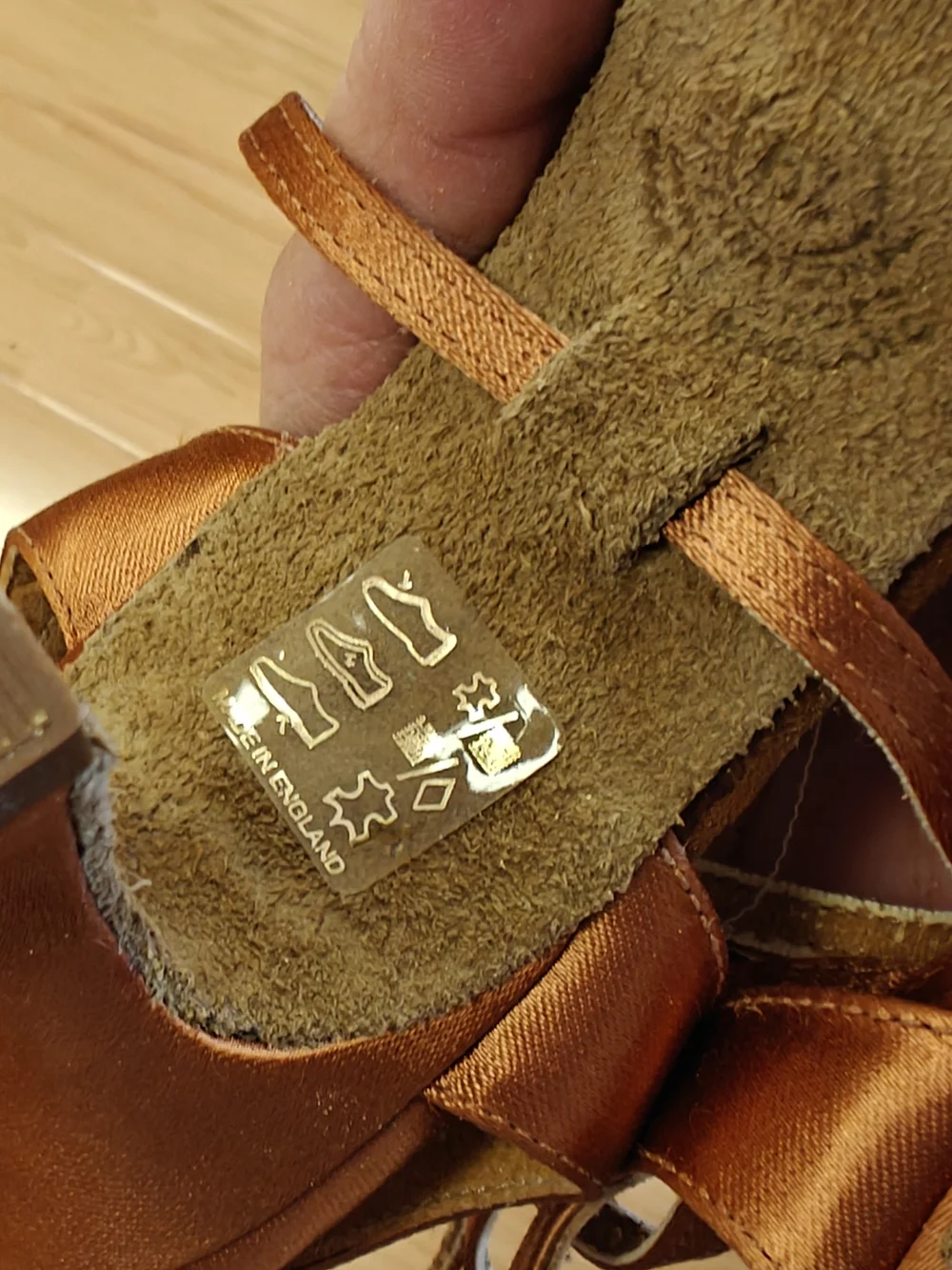 International Dance Shoes Tan Suede Sandals with Copper Straps